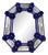 Italian Octagonal Murano Glass Mirror with Blue Floral Carved Detailing by Simoeng for Simoeng For Sale