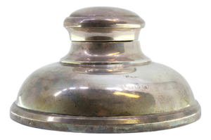 Round Silver and Glass Inkwell