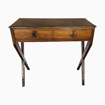 Vintage Art Deco Italian Walnut Burl and Glass Desk, 1940s For Sale - Image 11 of 11