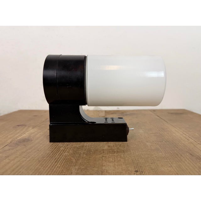 Plastic Industrial Brown Bakelite Wall Light in Milk Glass from Elektrosvit, 1960s For Sale - Image 7 of 16