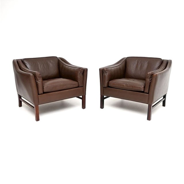 Vintage Danish Leather Armchairs and Ottoman by Georg Thams for Grant Mobelfabrik, 1960s, Set of 3 For Sale - Image 4 of 12