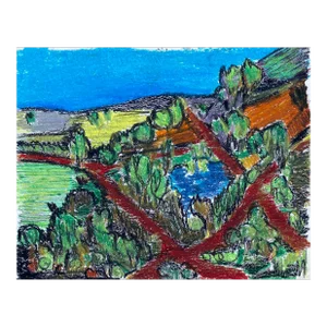 1960s Larry Connatser Landscape Oil Pastel
