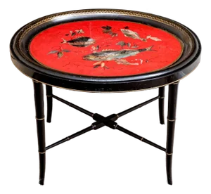 Vintage English Chinoiserie Tole Tray Table