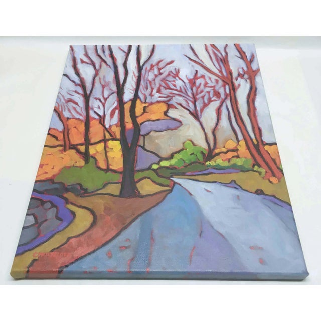 Contemporary "A Walk in the Woods" Fauvist Expressionist Style Landscape Oil Painting With Trees For Sale - Image 3 of 7
