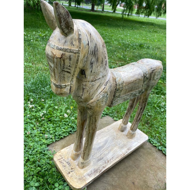 Late 20 Th Century Wooden Carved Horse Statue Sculpture For Sale - Image 4 of 9