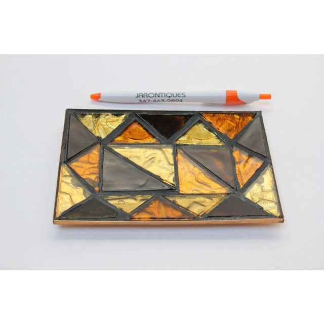 1950s Mid-Century Modern Cut Glass Mosaic Tile Trinket Tray For Sale - Image 5 of 9
