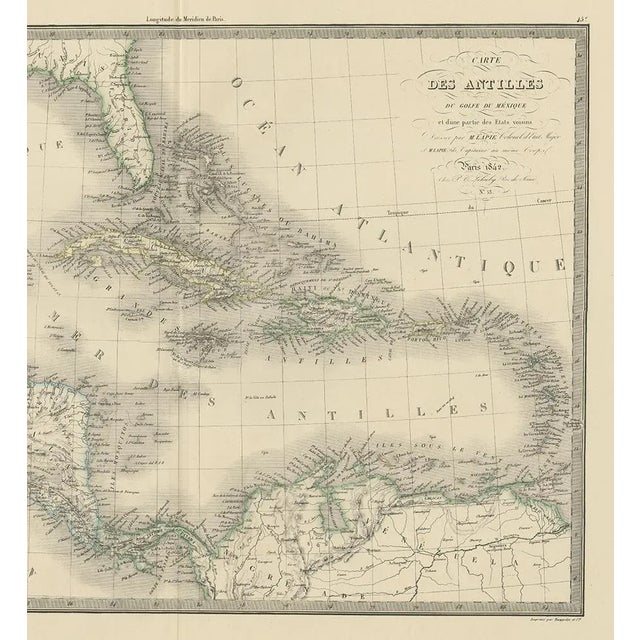 Antique Map of the Antilles by Lapie, 1842 For Sale - Image 4 of 5