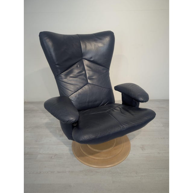 Wood Leather Armchair with Ottoman by Verikon Lund & Paarman, 1960s, Set of 2 For Sale - Image 7 of 18