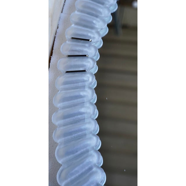 Mid-Century Modern Mid-Century Italian Murano Art Glass and Chrome Wall Mirror, 2000s For Sale - Image 3 of 9