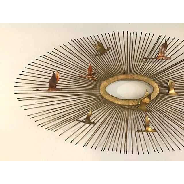 Late 20th Century Metal Sunburst and Birds Sculptural Wall