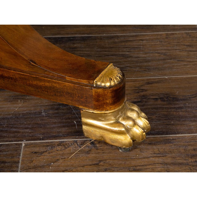 French 19th Century Mahogany Table with Marble Top and Carved Giltwood Feet For Sale - Image 10 of 11