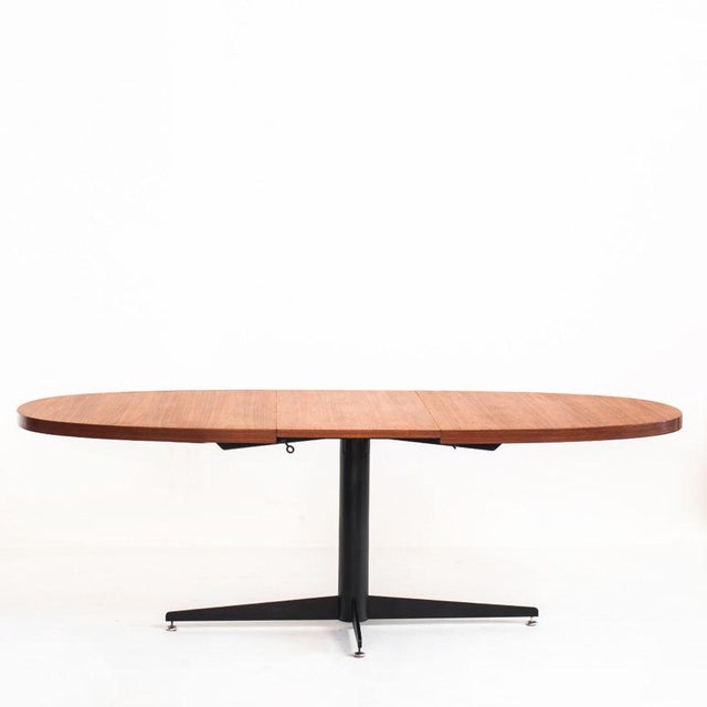 Vintage Dining Table with Extension in Iron and Teak attributed to Roche Bobois, France, 1965 For Sale - Image 4 of 13