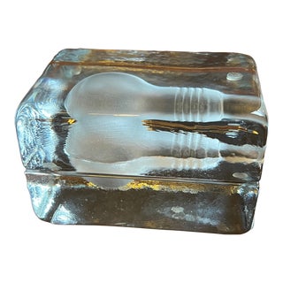 21st Century Harri Koshinen Modern Solid Glass Frozen Lightbulb Block Lamp For Sale