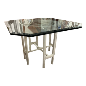 1960s Chippendale Octagonal White Washed Game Table With Glass Top