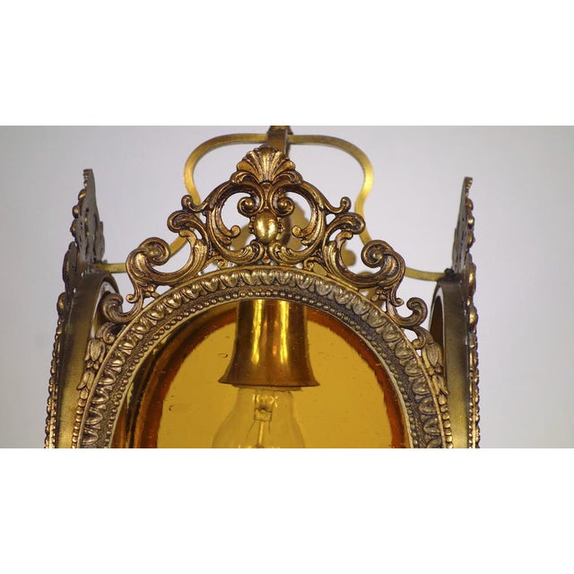 Metal Messing Glass Hanging Lamp, 1960s For Sale - Image 7 of 18