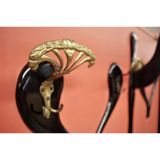 Black Wall Coat Rack and Console, 1950s, Set of 2 For Sale - Image 8 of 17