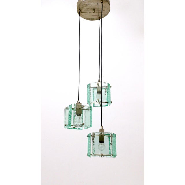 Nile Green Hammered Glass Pendant Light by Zero Quattro, Italy, 1960s For Sale - Image 9 of 9