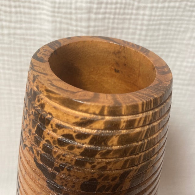 Mid-Century Hand-Turned Spalted Maple Signed Studio Art Vase For Sale - Image 6 of 12