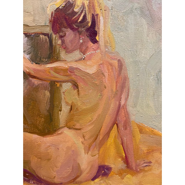 Oil Painting of a Naked Woman in a Mirror France 1960 For Sale - Image 4 of 8