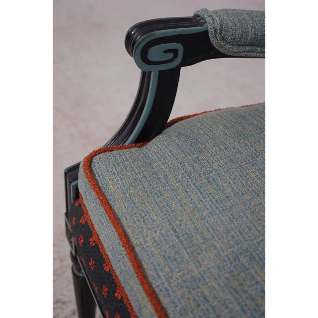 Pair French Louis XVI Upholstered Armchairs For Sale - Image 9 of 12