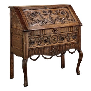 19th Century Country French Louis XVI Slant Front Secretary Desk For Sale