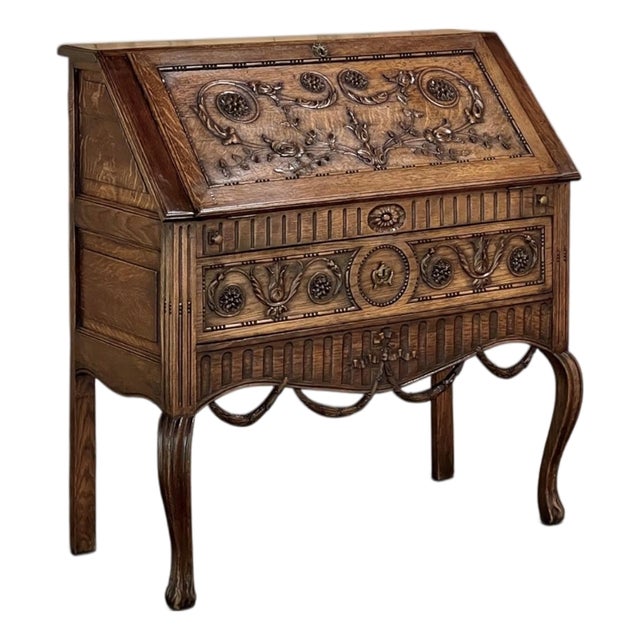 19th Century Country French Louis XVI Slant Front Secretary Desk For Sale