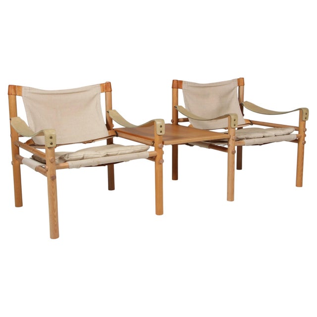 Scirocco Lounge Chairs with Table with Ash Frame and Leather Cushions from Arne Norell, 1970s, Set of 2 For Sale - Image 10 of 10