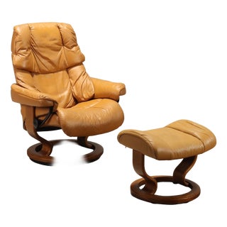 Set of Armchair and Ottoman from Ekornes, 1980s For Sale