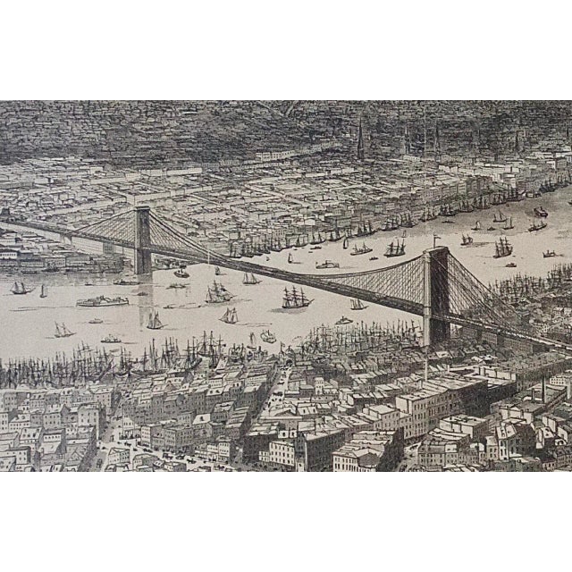 View of Proposed Brooklyn Bridge and New York City, 1870 For Sale - Image 4 of 5