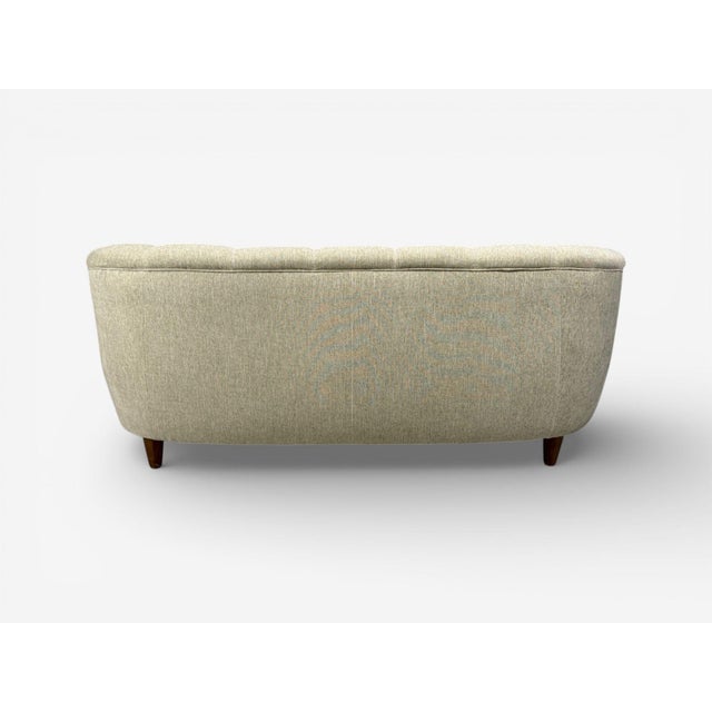 Danish Modern, Banana Sofa, Beechwood, Green Fabric, Denmark, 1940s For Sale - Image 10 of 11