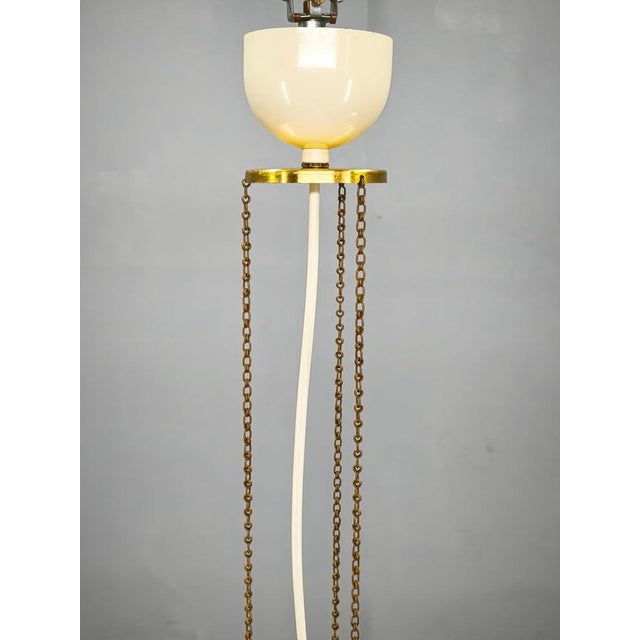 Vintage Space Age Brass and Cream Pendant Light, Czechoslovakia, 1970s For Sale - Image 6 of 12