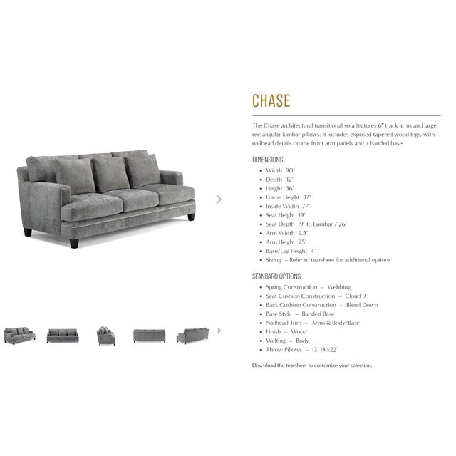 Burton James Chase Sofa – Light Gray For Sale - Image 4 of 4