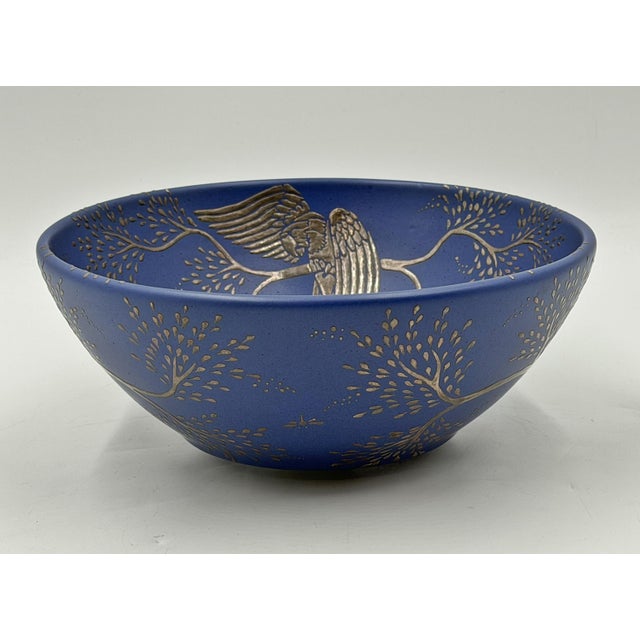 Emilia Castillo Cobalt Blue & Pure Silver Parrot Bowl, Taxco Mexico 1980s For Sale In Los Angeles - Image 6 of 18