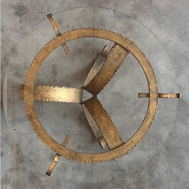 Mid 20th Century Mid 20th Century Hollywood Regency Gilt French Iron Cocktail Table For Sale - Image 5 of 18
