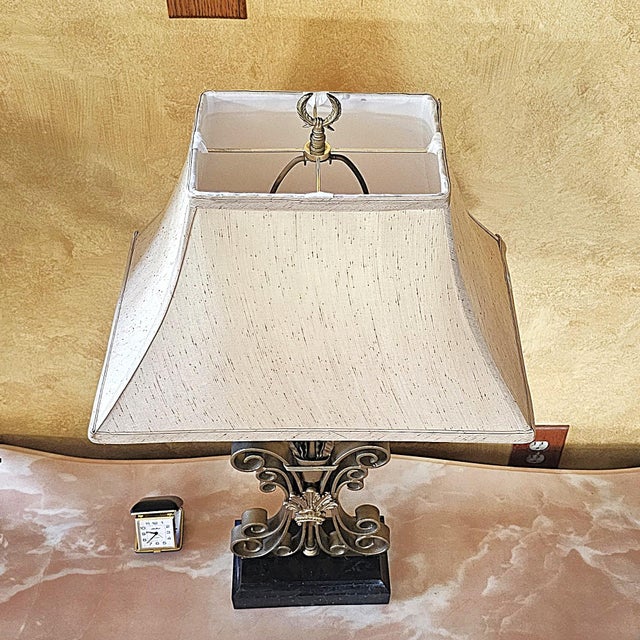 Brass Vintage Maitland-Smith Neoclassical Brass Scrollwork Table Lamp For Sale - Image 8 of 18
