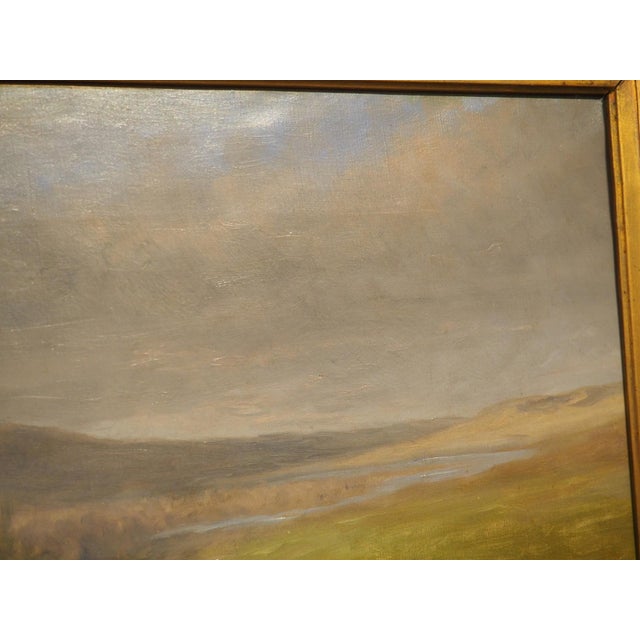Brown Antique French Hunt Painting of Setters and a Mallard, Oil on Canvas, 1904 For Sale - Image 8 of 18