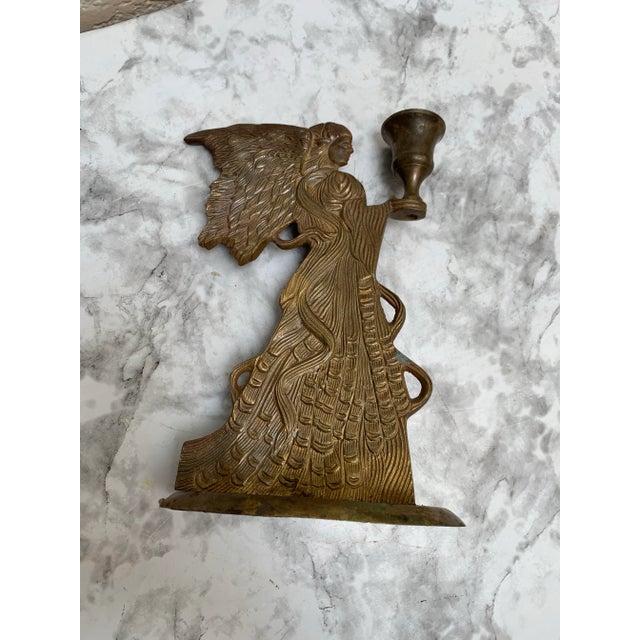 Brass Vintage Brass Angel Candle Holder For Sale - Image 8 of 11