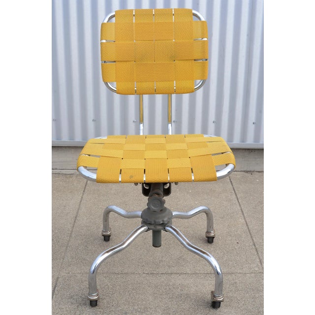 1950s Mid Century Industrial Bevco Chrome Office Desk Chair With Yellow Upholstery For Sale - Image 12 of 12