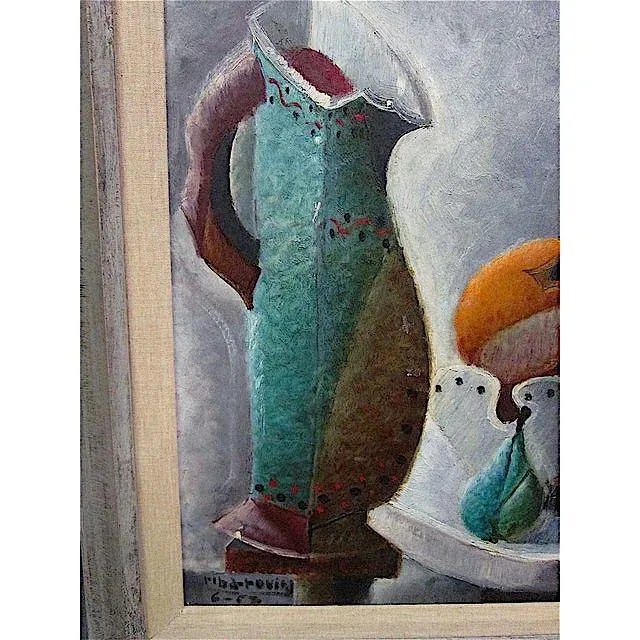 Original Signed/Dated '52 Vintage Mid 20th C. Oil On Canvas By Listed Spanish Artist Riba-Rovira For Sale - Image 4 of 8