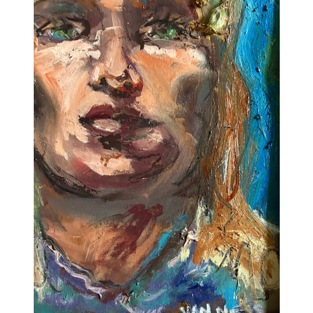 Cerulean "Lady Liberty", Original Oil Painting, Figurative Art, Framed For Sale - Image 8 of 8