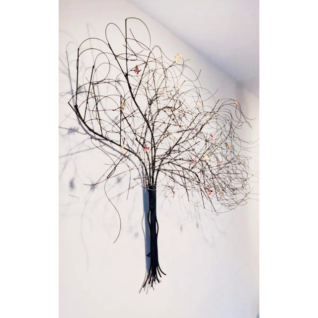 Vintage Curtis Jere Attributed Brutalist Metal Tree Wall Sculpture Huge vintage abstract sprawling C. Jere metal sculpture...