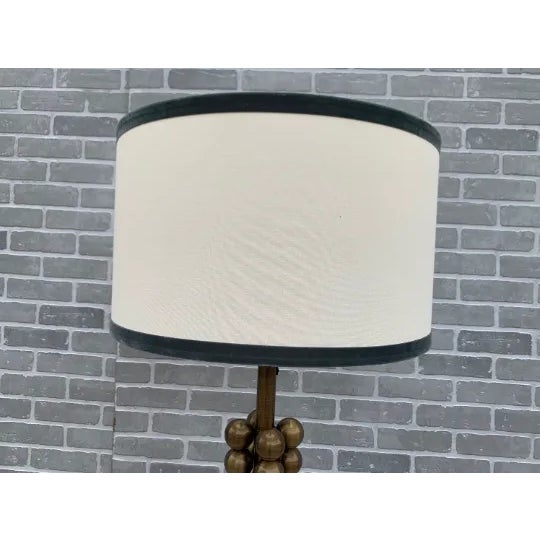 Modern Textured Brass Tower Floor Lamp With Shade For Sale - Image 4 of 9