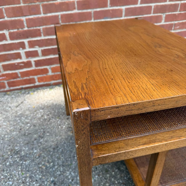 Wood Mid Century Modern Nesting Side Tables With Cane Shelves For Sale - Image 7 of 12