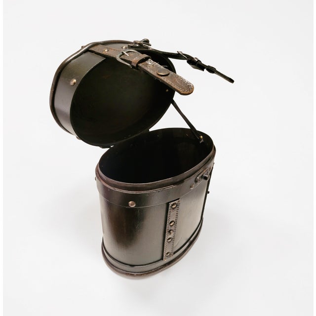 Art Deco Hat Box in Wood, Leather and Brass, 1920s For Sale - Image 6 of 14