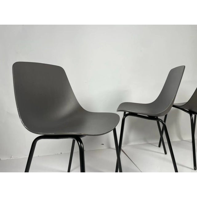 Set of 4 Blu Dot and Clean Cut Collection Modern Chairs With Molded Seats and Black Metal Frames For Sale - Image 9 of 13