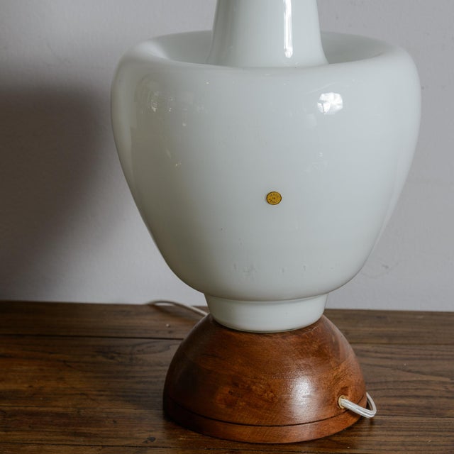 White Vintage Huge White Murano Cased Glass Table Lamps - A Pair For Sale - Image 8 of 11