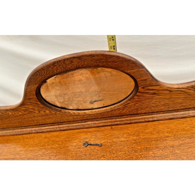 Early 20th Century English Jacobean Revival Carved Oak Buffet, Credenza Barley Twist Legs, Mirror For Sale - Image 10 of 15