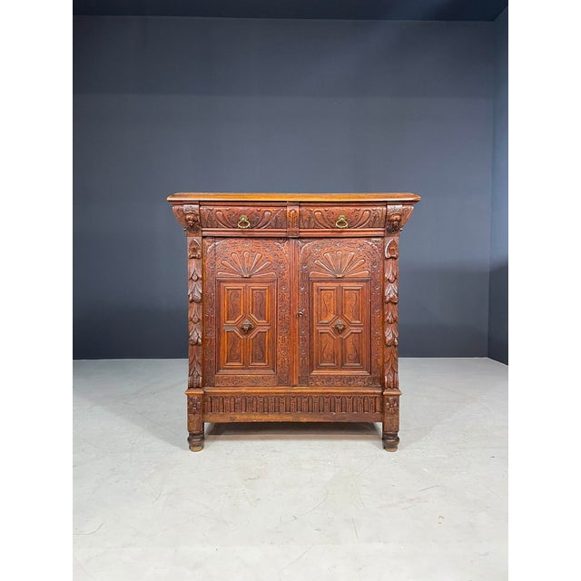 20th Century Carved Wooden Cabinet, 1940s For Sale - Image 6 of 17