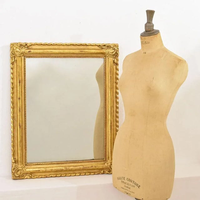 Small 19th Century Rectangular Gold Leaf Mirror in the style of Louis Philippe Mirror, 1840s For Sale - Image 3 of 9