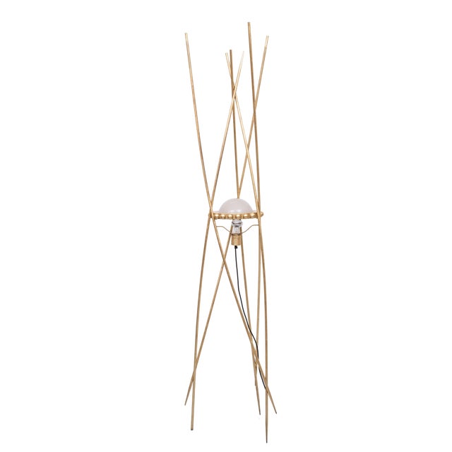 Vintage Italian Gold Art Floor Lamp from Mikado, 1970 For Sale - Image 10 of 10